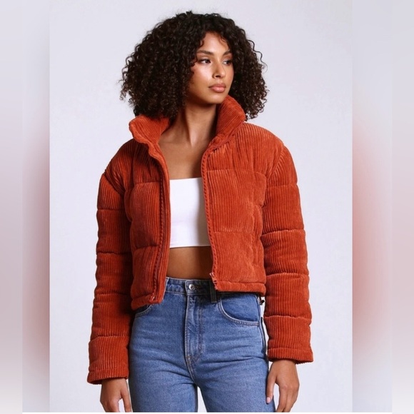 NWT 7 for All Mankind Corduroy Cropped Puffer Jacket Size S - Picture 2 of 16